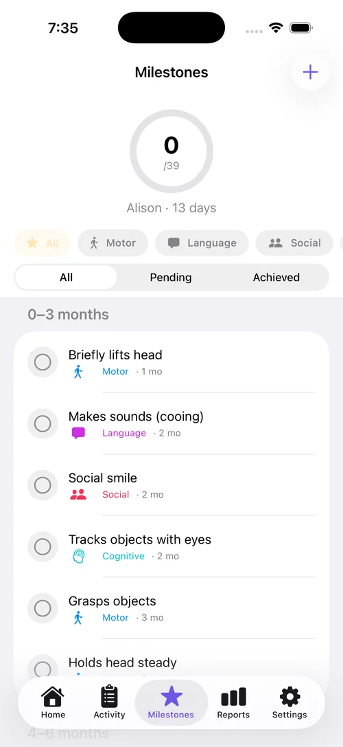 BabyTracker Milestones
